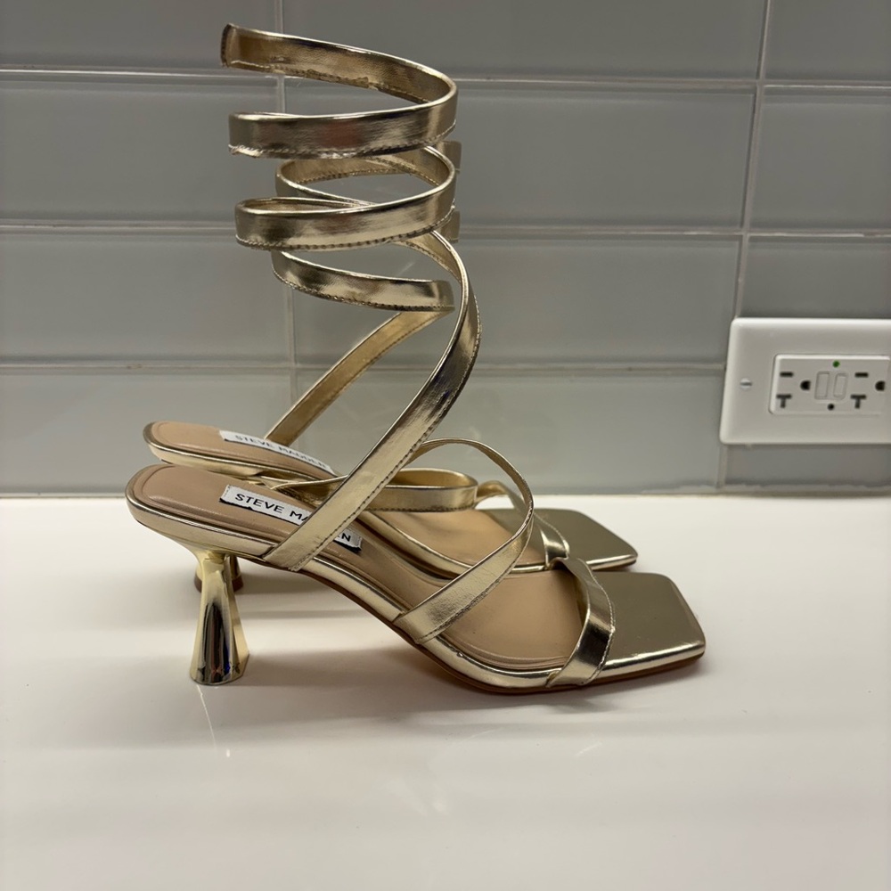 Steve Madden Metallic Gold Wrap Heels